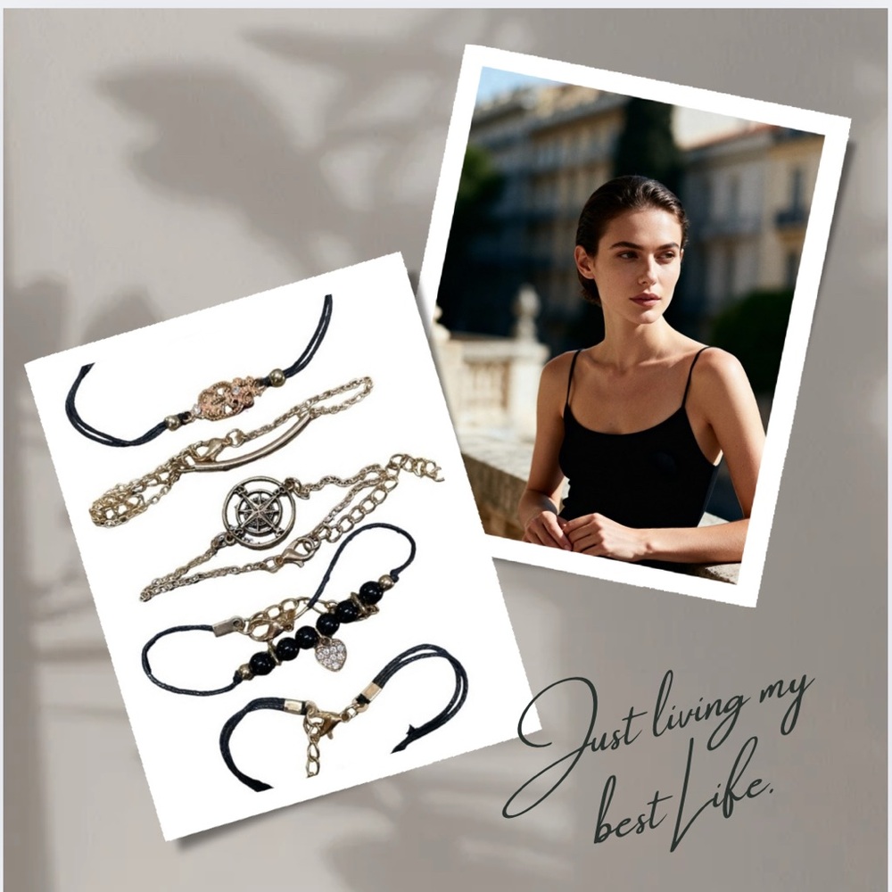 Bohemian Black And Gold Mix And Match Bracelets